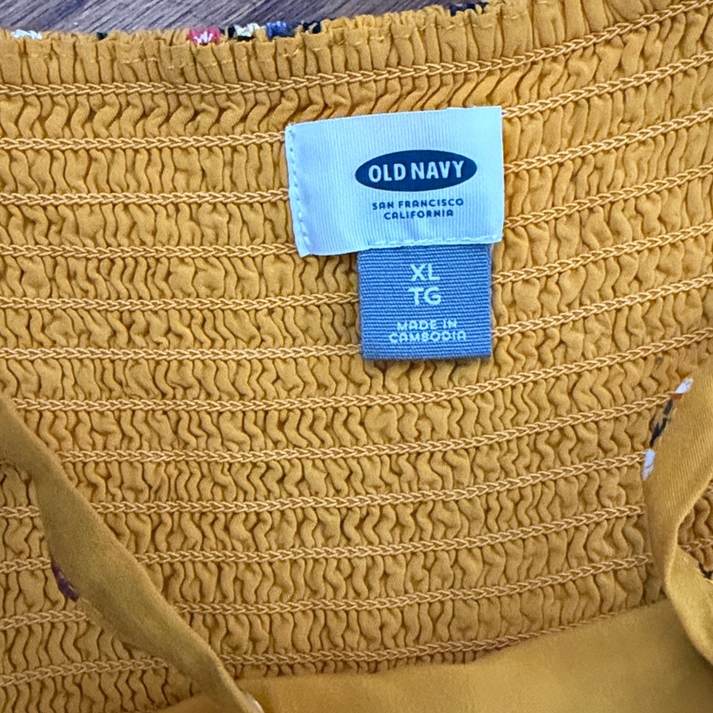 Old Navy Mustard Smocked Dress - Picture 2 of 3
